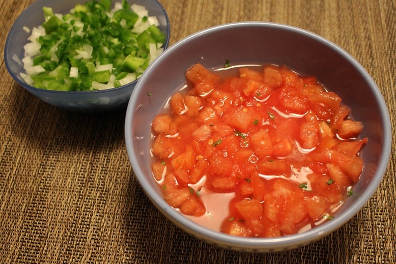 Chopped ingredients for salsa recipe